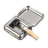 Portable Mini Metal Ashtray with Lid, pocket ashtray,Odourless Cigarette Ash Container for Travel, Camping, Outdoor, Car, Garden & Bar Use