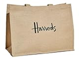 Harrods Juco Reusable Tote Shopping Bag, Beige (Medium) 32 x 42 x 19 cm