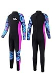 Yikayin Kids Wetsuit Full Length, 2.5MM Teens Diving Swimming Suit Back Zipper, Boys Girls Neoprene Wetsuit for Swimming Diving Snorkeling Surfing SUP - Purple Teens XS