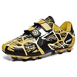 Football Shoes Kids Size 11 Football Boots Boys Girls Astroturf Football Training Shoes Teenager Trainers Unisex Non-Slip Running Shoes Sport Shoes Black Gold