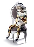 LLADRÓ Sitting Harlequin Boy Figure. Porcelain Clown Figure.