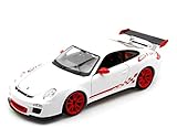 Kinsmart Porsche 911 (997) GT3 RS, White w/Black Diecast Model Toy Car Opening Doors 1:32 Scale Die-Cast Metal
