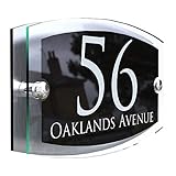 MODERN HOUSE SIGN PLAQUE DOOR NUMBER STREET GLASS EFFECT ACRYLIC ALUMINIUM NAME