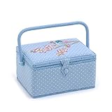Hobby Gift Sewing Box, Wood/Fabric, Embroidered Tweet, Medium