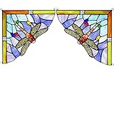 Capulina 1 Pair Dragonfly Stained Glass Panels Door Window Corner Tiffany Glass Material Handicrafts Hangings for Home Decor