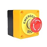 WANGCL Emergency Stop Button Rotary switch buttons 1NO 1NC Switch Station Box with Emergency Stop Sign