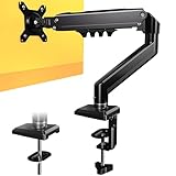 OffiGo Single Monitor Arm Desk Mount for 15-32 inch Screens, Ergonomic Tool Monitor Stand Height Adjustable Max 9 kg, Gas Spring Stable Screen Mount Vesa 75 & 100 mm, Black