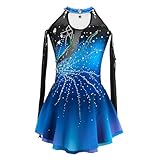 Zagitova Figure Skating Dress for Girls, Baton Twirling Costumes for Women, Long Sleeve Skirted Leotard for Competition(XL)