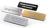 Personalised Premium Name Badge Staff ID Tag with Pin | Design Your Custom Badge | Laser Engraved (Silver)