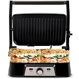 NETTA Panini Maker & Health Grill - Sandwich Toaster, Panini Press - 2 Slice Non-Stick Grill Plates – Built-In Fat Tray - 1500W - Stainless Steel – Easy to Clean