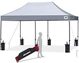 ABCCANOPY 3x6M Fully Waterproof Pop Up Gazebo With Upgraded Roller Bag, 4 Weight Bags, Stakes and Ropes (Grey)