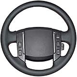 Leather Black Car Steering Wheel Cover, For Land Rover Freelander 2 2007 2008 2009 2010 2011 2012-2018,Black Line