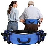 Rhino Valley Gait Belt Transfer Belt for Senior with 7 Handles, Lift Belt with Quick Release Buckle, 59" Anti-Slip Transfer Belt for Elderly, Medical Nursing Safety Patient Assist, Blue & Black