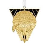 Hallmark Premium Golden Millennium Falcon Ornament, Star Wars Tree Decoration, Hanging Ornament, Collectable Star Wars Ornament, Christmas, Birthday, Gold