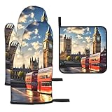 Oven Mitts and Pot Holders Sets of 3 Heat Resistant Kitchen Gloves big ben Oven Mitts BBQ Gloves Oven Gloves and Hot Pads Non-Slip Potholders for Kitchen Baking Cooking