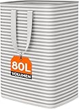 Lifewit 80L Collapsible Washing Laundry Basket Hamper, Dirty Clothes Basket Laundry Bin With Extended Handles For Storage Clothes Toys In Bedroom Bathroom, Grey