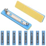 TEHAUX 10pcs Safety Bar Pins - 42mm Self-Adhesive Safety Pin Flat Back Brooch Bar - Badge Backs Replacements for ID Badges, Ribbons, Nametags Crafting
