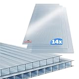GARDEBRUK® 14x Polycarbonate Twin Wall Sheets | 4mm | 10.25m² | Double Wall Panels | 121x60.5cm | Wall Panel for Greenhouse, Garden Shed, Bike Shed | Plastic Sheeting | Fence Panels | Roofing Sheets