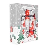 Harvey & Mason Set Of 10 Christmas Crackers Festive Gonks Red And Silver Festive Table Décor