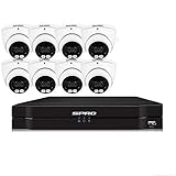 5MP CCTV SYSTEM 8CH DVR COLOUR AT NIGHT 8X CAMERAS WHITE AUDIO MIC BUILT IN KIT SPRO (4TB HDD)