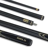 POWERGLIDE Snooker Pool or Billiard Cue | Carbon Fibre & Fibreglass | Ultra Smooth Metallic Painted High Gloss Black | 2-Piece 50/50 Joint | Full Size 57" | 10mm Tip | Asstd Weights 18oz & 19oz