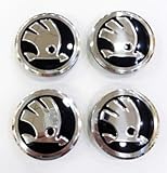 MAALLOP Wheel Emblem Badge Logo Stickers Waterproof, Dustproof, Anti-Rust, Car Hub Centre Caps, Compatible For Skoda Fabia, Octavia, Superb, Yeti 4 x 56 mm
