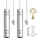 2 Sets Bathroom Light Pull Cord Kit Cylindrical Pull Cord Weight Handle Metal Chrome Light Cord Pull Handle String with 150cm Nylon Pull for Bathroom Toilet Light Ceiling Light Fan Switch
