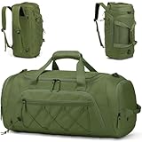 Lyweem 40L Sports Dufflel Bags for Men, Medium Gym Bag Backpack & Travel Duffle Holdall Bag with Shoes Compartment and Wet Pocket, 3 in 1 Carry On Overnight Weekend for Women, Green