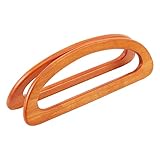 WADORN 2pcs Wooden Bag Handles for Bag Making, Wooden D Shape Handbag Handle Replacement Wood Purse Handle DIY Handmade Bag Handle for Crochet Bag Straw Bag Beach Bag,23.5x8.8 cm, Brown