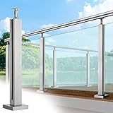Glass fence posts Balustrade Railing Post Glass Balustrade Loft Balcony Railing Post for 10Mm - 12Mm Thick Glass Wood Panel, Concrete Steps/Indoor Stairs/Hallway Lofts Balustrade, Easy to In