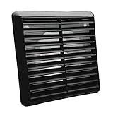 Kair Black Louvred Wall Vent Grille 155mm External Dimension with Flyscreen and Round 100mm - 4 inch Rear Spigot