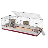 Ferplast rabbit cage KROLIK 160, guinea pig and rabbit house, assembly kit. Separate extension through metallic grill, accessories are included, 162 x 60 x h 50 cm Bordeaux