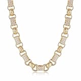 Gold XXL Gypsy Link Belcher Chain with Stones - Real Gold Plated Jewellery - Heavy XXL Necklace for Men and Women (Length: 30 Inches) - Bling King London