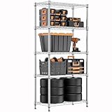 M MZG 1250 lbs Steel Heavy Duty 5-Tier Utility Shelving Unit Steel Organizer Wire Rack for Home,Kitchen,Office,Chrome 35 x 60 x 158.7 cm