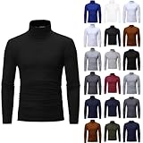 Mens Grey White Turtleneck Jumper Long Sleeve Shirt Roll Neck Tops Cotton Basic High Neck T Shirts UK Sports Lightweight Slim Fit Elegant Beige Turtle Neck Sweater Oversized Pullover XXL,3XL,XL,4XL,M