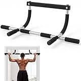 ZENO Pull Up Bar | Pull Up Bar for Doorway | Chin Up Bar with Padded Handles | Door Mounted Bar for Pull Ups | No Drilling Required | Black & Grey