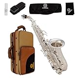 AUROSUS SB-S5 curved Sopranino Saxophone Yellow Brass Body & Keys,Silver plated Low Bb - High F# (Sliver)
