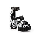 LAMODA Women's Fallen Angel Court Shoe, Black Skull, 4 UK