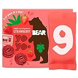 BEAR Strawberry Yoyos - Dried Fruit Rolls - Healthy - Vegan - 20g (9 packs)