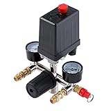 ORAZIO Air Compressor Pressure Control Switch with Twin Outlets and Safety Valve Gauges Regulator 1/4" SP24118002
