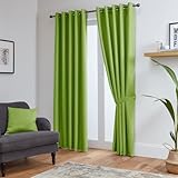 John Aird Blackout Curtains Thermal Energy Saving Eyelet Curtains for Bedroom & Living Room Including Tie Backs (Lime, W 46" x L 54" (2 Panels)