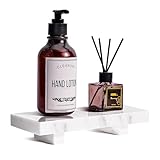 YCROJBK Natural Marble Tray Pedestal Stand - Modern Marble Soap Pedestal For Bathroom, Kitchen, Home Decor (Glorious White)