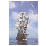 Seaside Sailing Ship 3D Postcard (Buy one get one free)