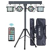 60W RGBW Derby LED Par DJ Light Set with Stand and Remote Control, Partybar Stage Lighting with dmx-3/6/15CH Disco Light for KTV, Churches, Concerts, Weddings, Christmas