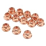 Exhaust Manifold Nuts Head Stud Nut M8 Hex Copper Self Locking Fits BMW E30 A1201420072 (Pack of 12)