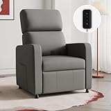 JUMMICO Electric Recliner Armchair Adjustable Reclining Chair Single Padded Seat PU Leather Lounge Chair for Living Room Bedroom Theater Grey green