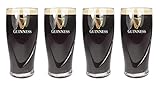 Guinness Official Merchandise Embossed Pint Beer Glass (Set of 4), 568ml