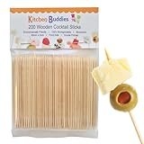 200 Wooden Cocktail Sticks - Premium Birchwood Double Pointed 8cm - Food Safe & 100% Biodegradable - for Food, Cocktails & Oral Hygiene