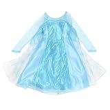 Disney Store Official Queen Elsa Costume for Kids, Frozen, Sparkly Outfit for Fancy Dress, Halloween and Roleplay, Age 5-6