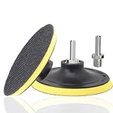 Treki 2Pcs 5 Inch/125mm Hook and Loop Backing Pads with M14 Drill Adapter Polisher Backer Plate Sanding Disc Pads for Orbital Sander Buffer Polisher